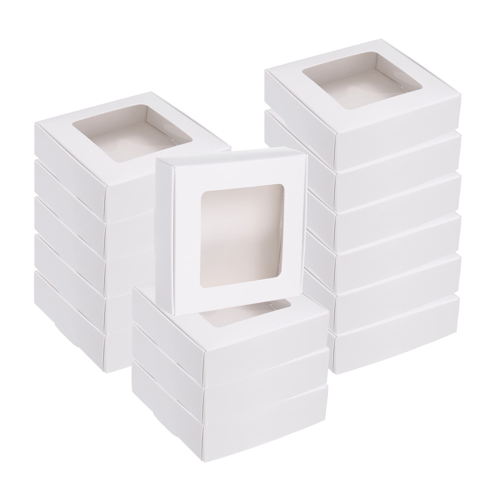 Unique Bargains 16Pcs Durable Stylish Kraft Paper Gift Boxes White  4.1" x 4.1" x 1.2"