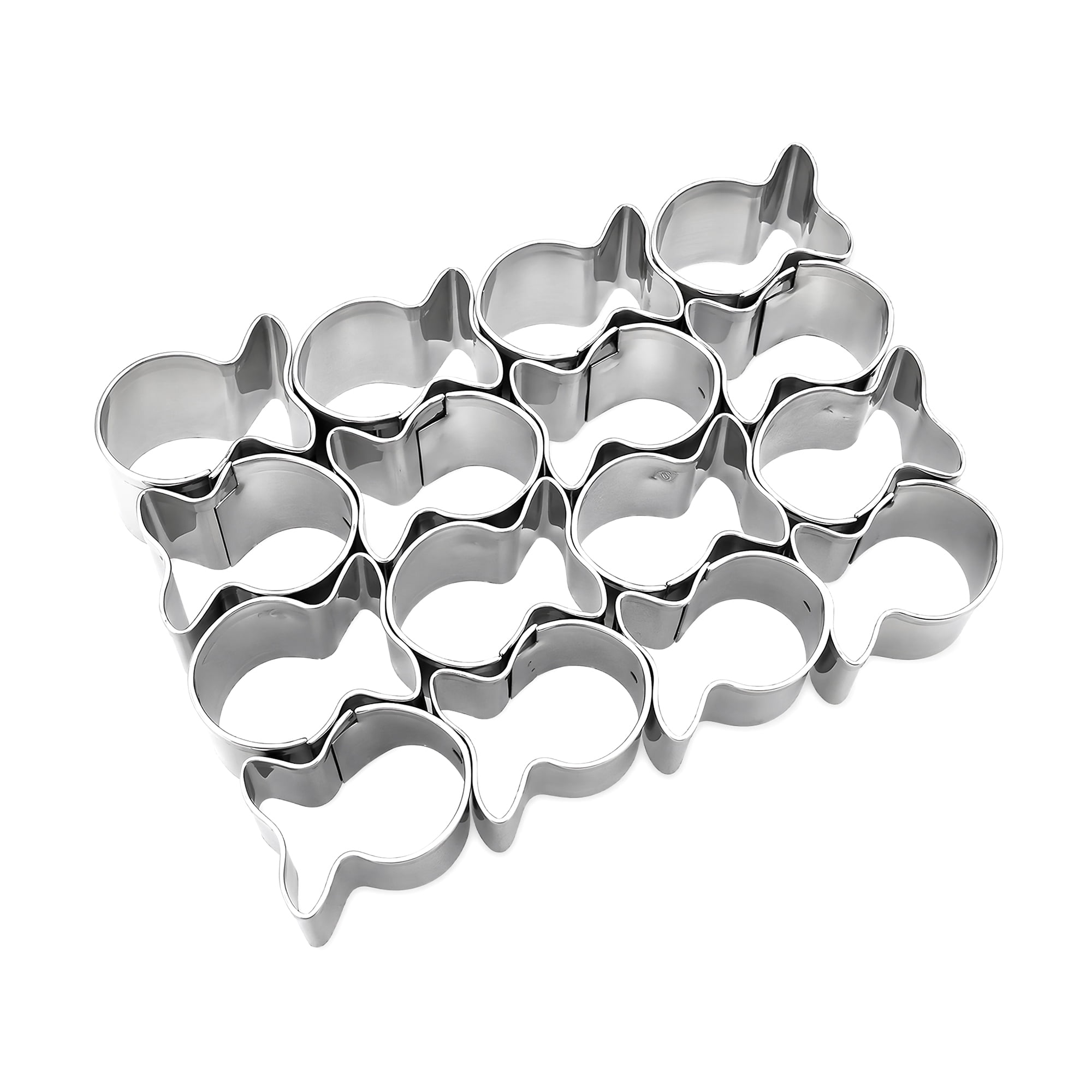 Unique Bargains 16Pcs Fish Shaped Steel Cutting Set Linked Spec Cutters Silver-1
