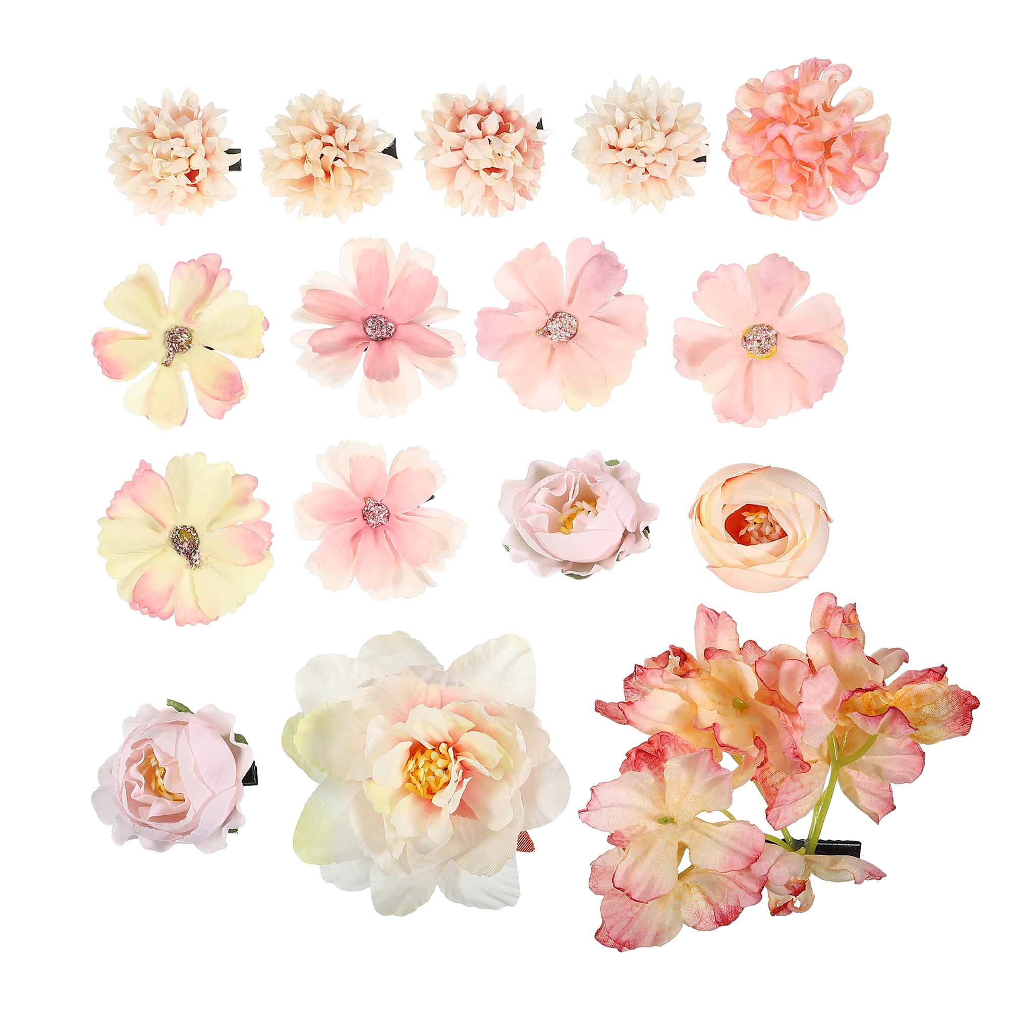 Unique Bargains 16Pcs Flower Hair Clips Flower Hair Barrettes Fake Flowers