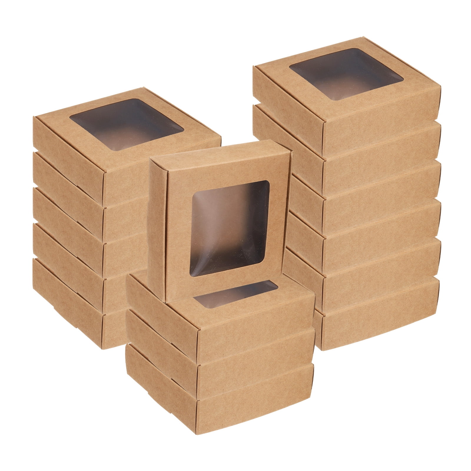 Unique Bargains 16Pcs Stylish Kraft Paper Gift Boxes Light Brown 4.1" x 4.1" x 1.2"