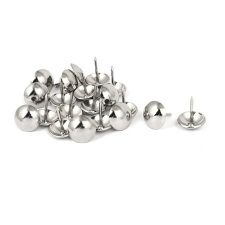Home Furniture Iron Upholstery Tack Nails Push Pins Silver Tone 16mmx20mm 20 Pcs