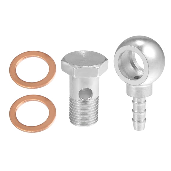 Unique Bargains 16mm ID 8mm OD M16x1.5 Banjo Fitting Fuel Line with Screw Washer for Motorcycle Silver Tone 1 Set