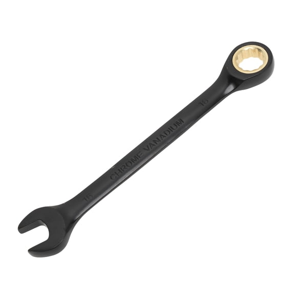 Unique Bargains 16mm Ratchet Spanner 72-Teeth Ratchet Chrome Vanadium Steel Combination Wrenches Industrial Grade Gear Spanner Black 1 Pc