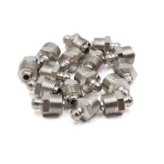 Unique Bargains 16pcs M12 x 1 Thread Nickel Plated Straight Grease Nipple Fitting for Car