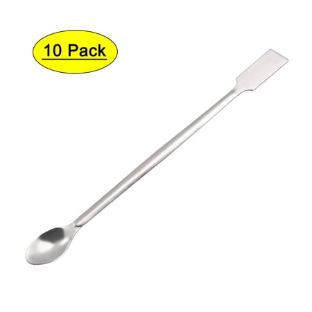 Unique Bargains 175mm 2 in 1 Double Head Stainless Steel Micro Lab Sampling Spoon 2 Pack