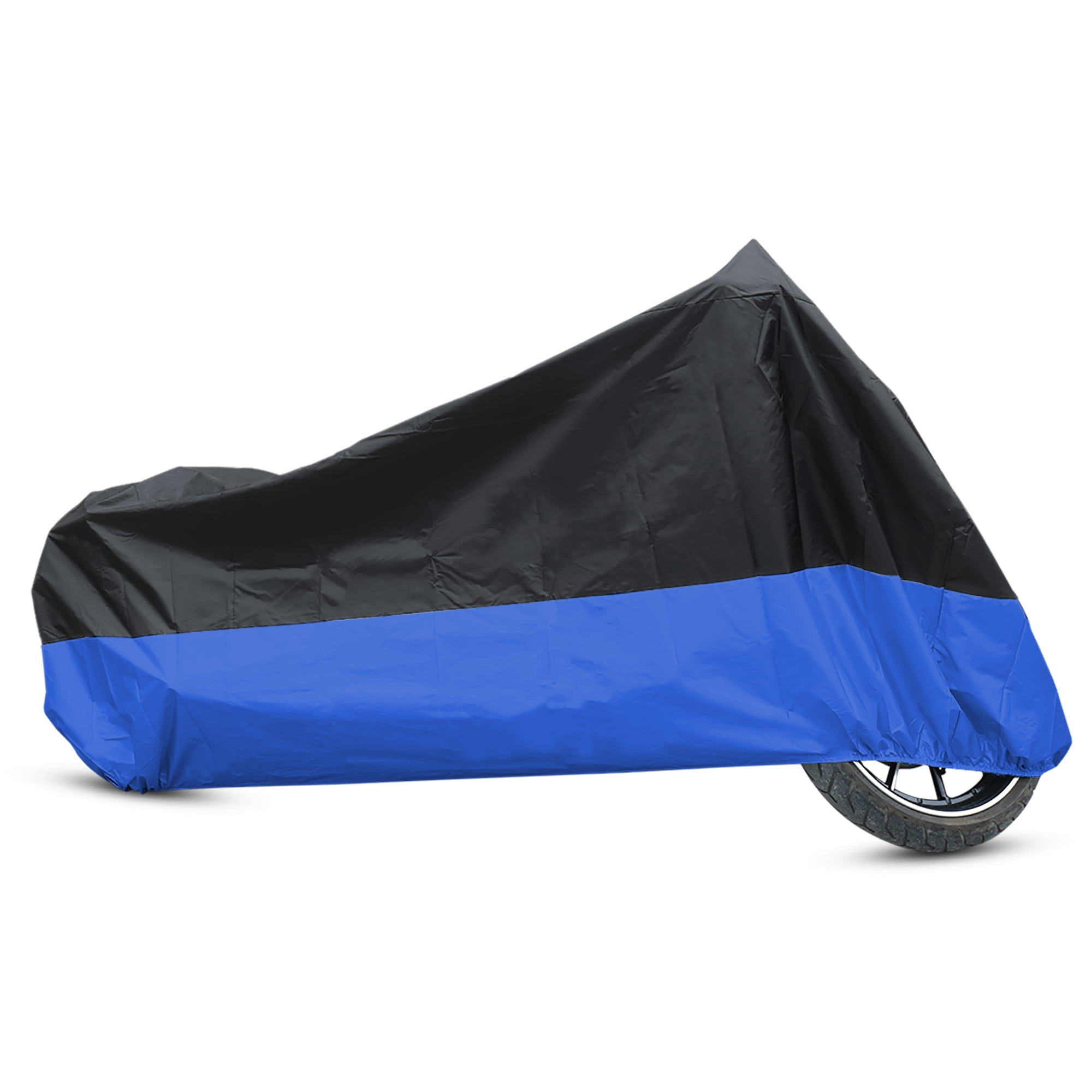 Unique Bargains 180T Motorcycle Cover Protector Rain Dust UV Proof Black+Blue XXXL