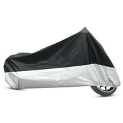 Unique Bargains 180T Motorcycle Cover Scooter Rain Dust UV Protector Black+Silver L