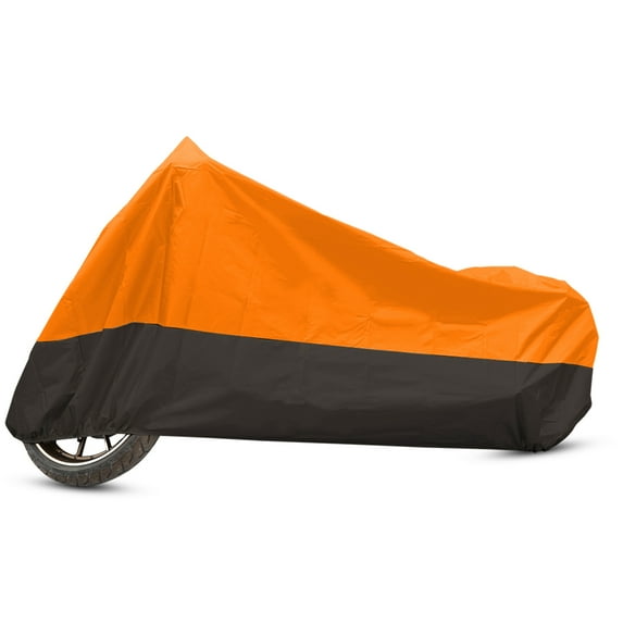 Unique Bargains 190T XXXL Motorcycle Cover Motorbike Cover All Season Waterproof Rain Dust Protection, Black Orange