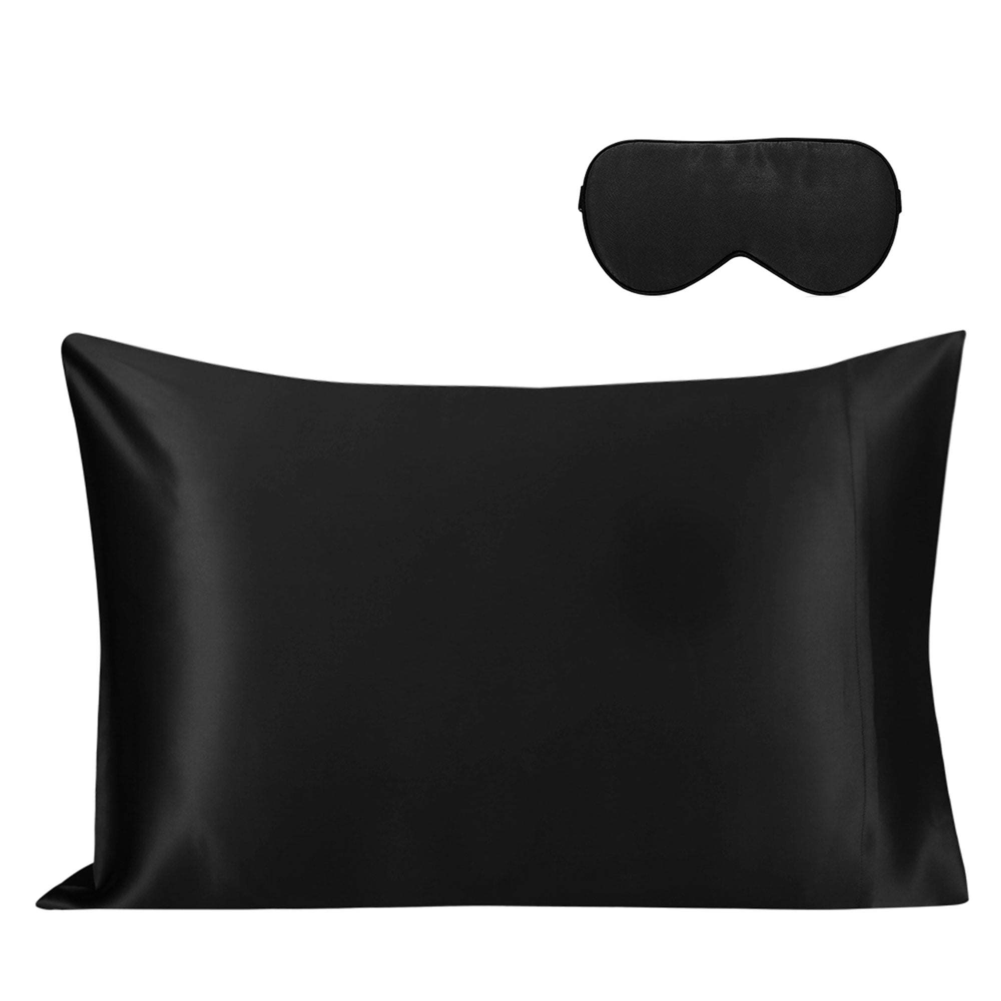Unique Bargains 19 Momme Silk Pillowcase Eye Cover Set, King, Black