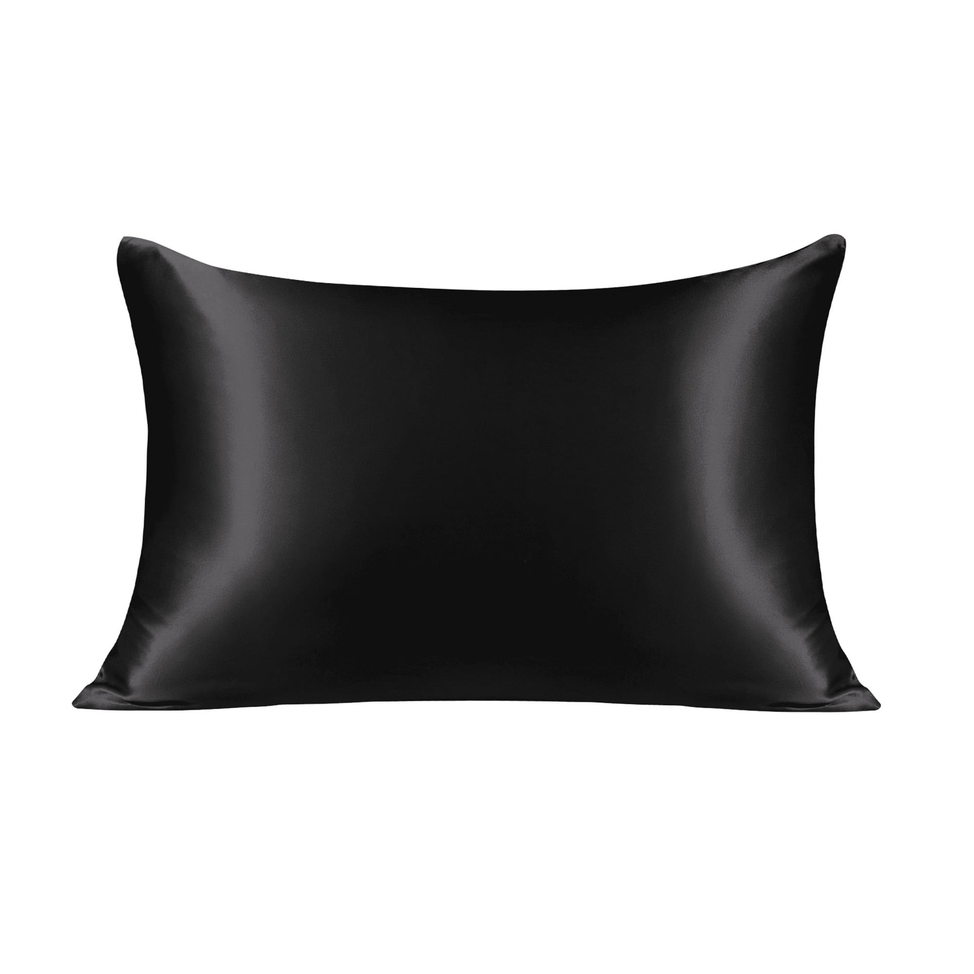Unique Bargains 19 Momme Silk Pillowcase with Zipper 1 Pc Black 20" x 30"