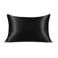 thumbnail image 1 of Unique Bargains 19 Momme Silk Pillowcase with Zipper 1 Pc Black 20" x 36", 1 of 8