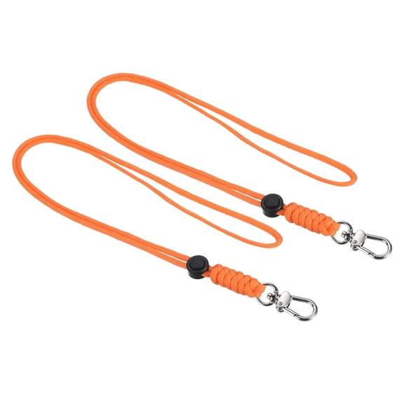 Unique Bargains 19" Paracord Lanyard Clasp Necklace Cord Badge Holder Straps Orange 2 Pcs
