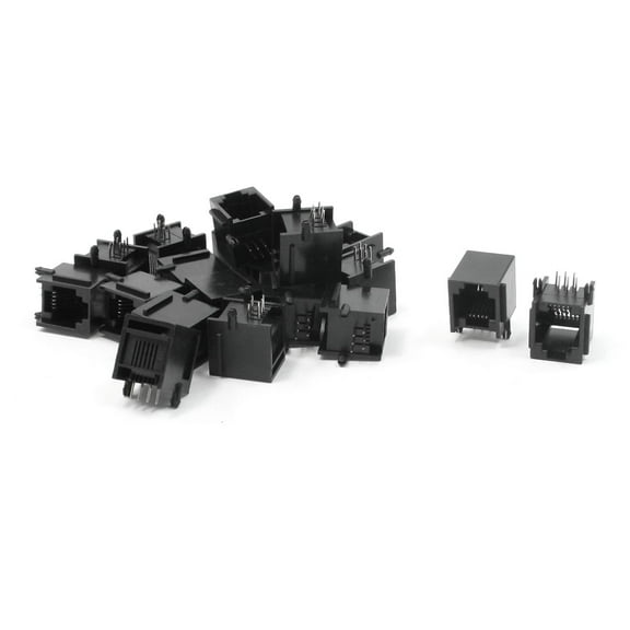 Unique Bargains 19 x Black RJ12 6P6C Modular Network LAN Ethernet PCB Connector