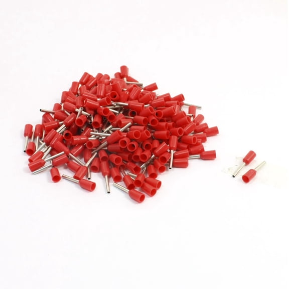 Unique Bargains 190Pcs Metal Tube Style Pre-Insulated Ferrules Terminals Red for 22AWG Wire