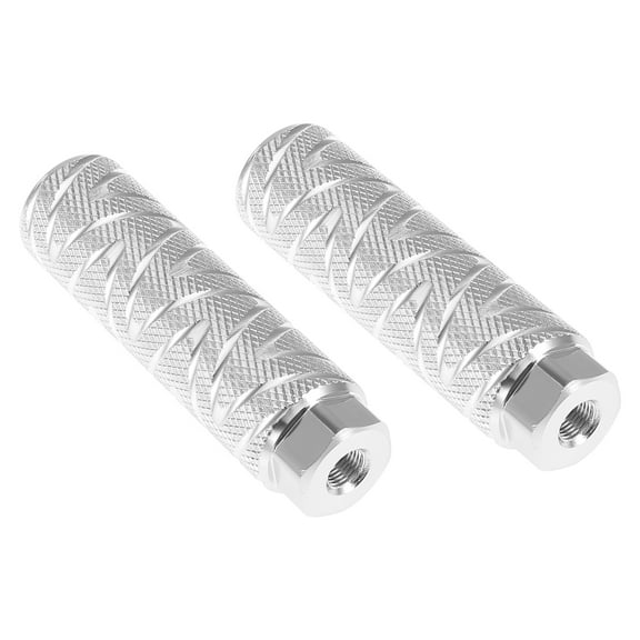Unique Bargains 1Pair Aluminum Alloy Wave Stripes Axle Rear Foot Pegs for BMX MTB Bicycle Fit 3/8" Axles Silver Tone
