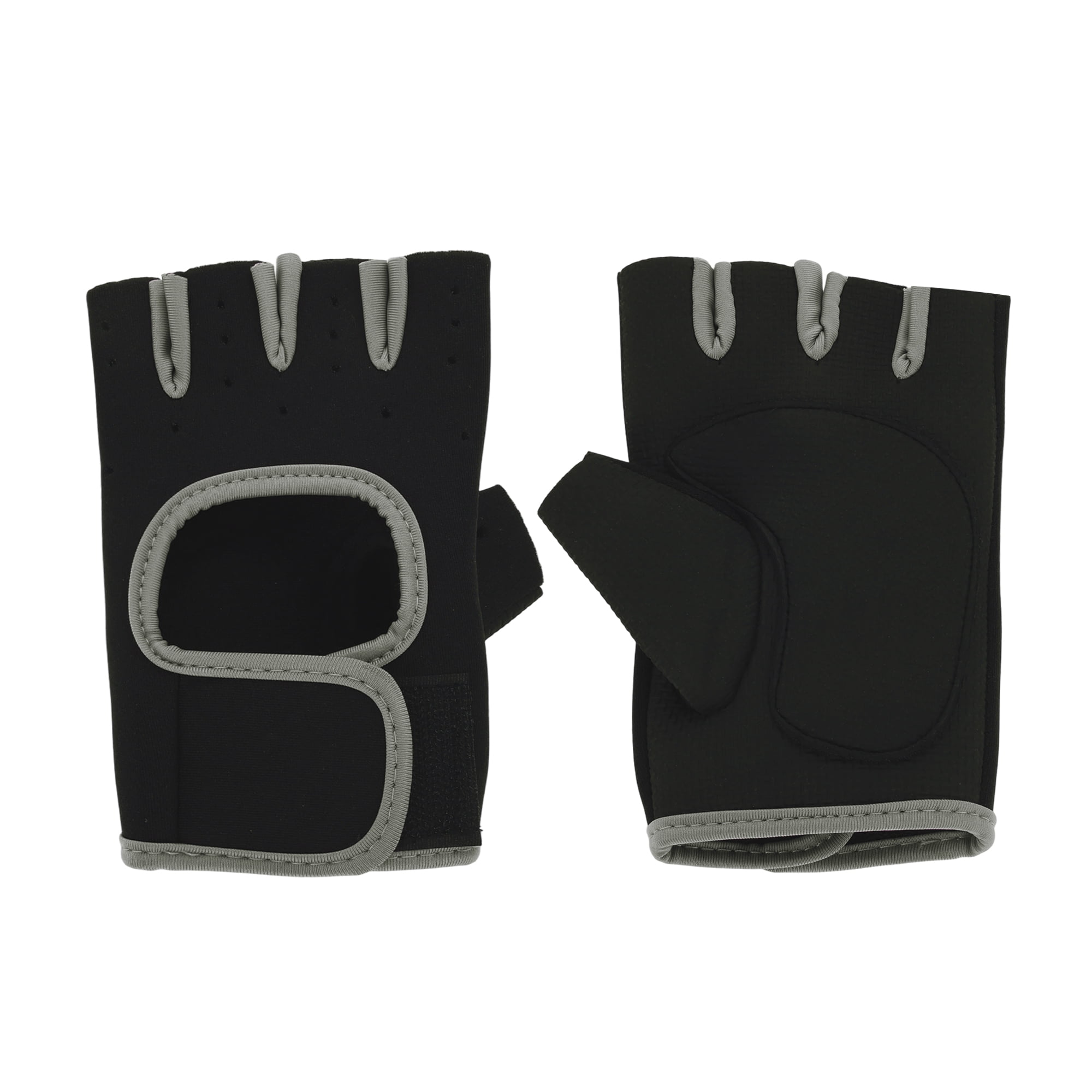 Unique Bargains 1Pair Half-finger Strength Training Sport Gloves Gray Large