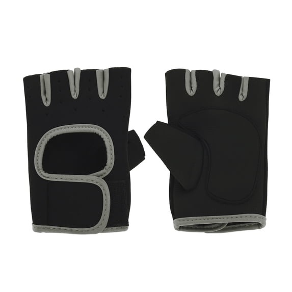 Unique Bargains 1Pair Half-finger Strength Training Sport Gloves Gray X Large