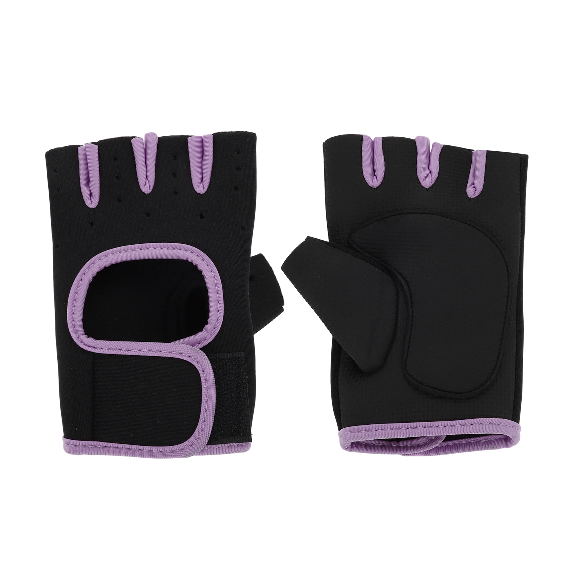 Unique Bargains 1Pair Half-finger Strength Training Sport Gloves Purple X Large