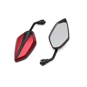 Unique Bargains 1Pair Red Black Adjustable Polygon Rear Side View Mirror for Motorcycle Motorbike