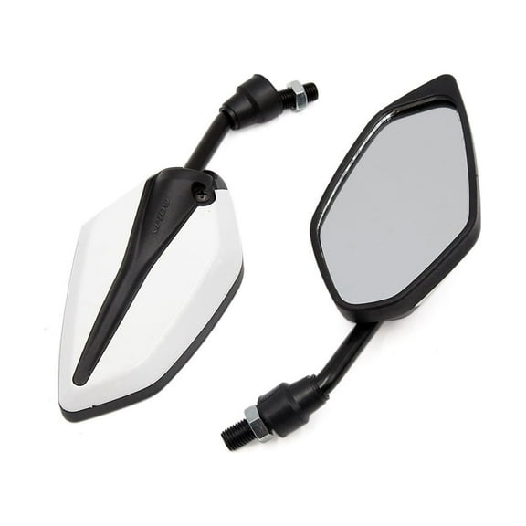 Unique Bargains 1Pair White Black Adjustable Polygon Rear Side View Mirror for Motorcycle Scooter