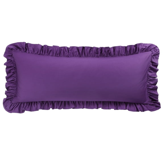 Unique Bargains 1Pc 100% Cotton Envelope Closure Body Ruffled Pillowcase Grape 20"x48"