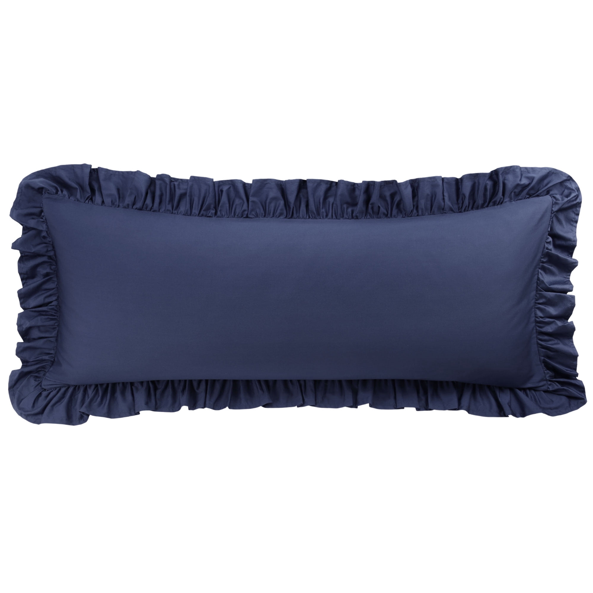 Unique Bargains 1Pc 100% Cotton Envelope Closure Body Ruffled Pillowcase Navy Blue 20"x48"