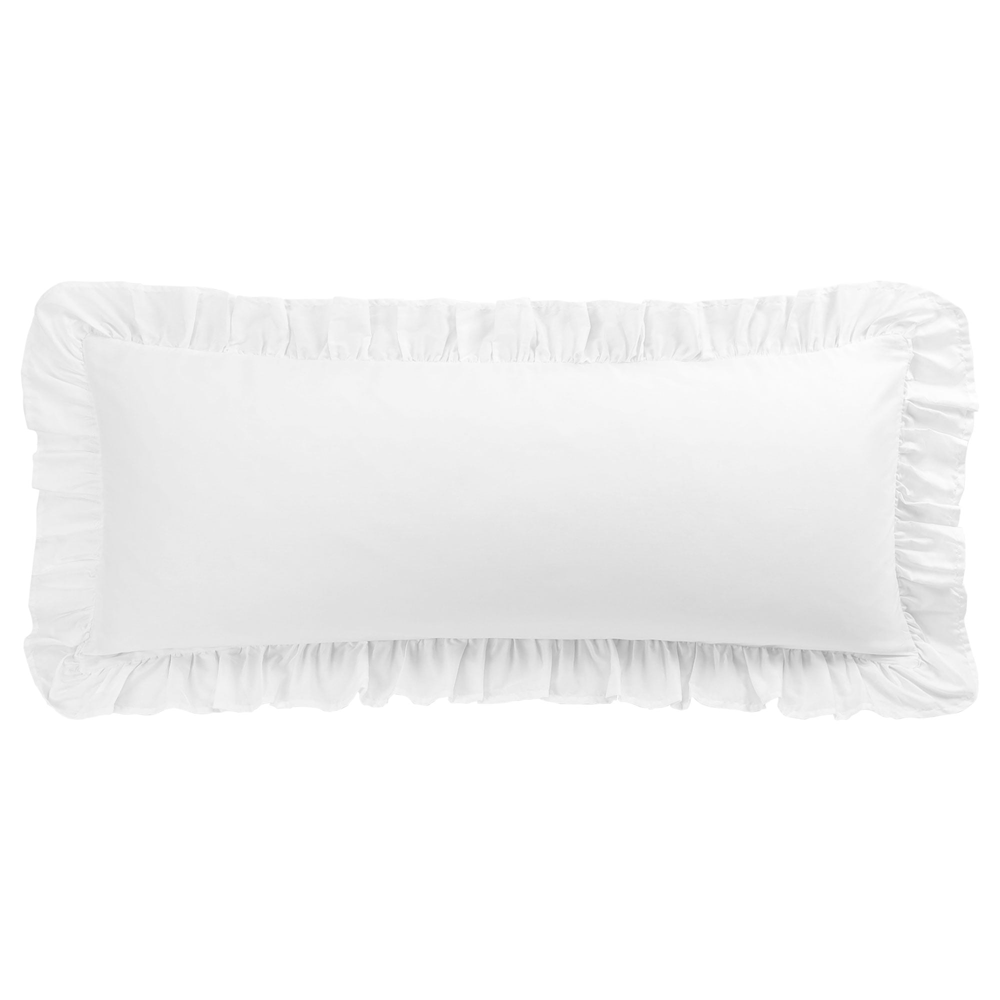Unique Bargains 1Pc 100% Cotton Envelope Closure Body Ruffled Pillowcase White 20"x48"