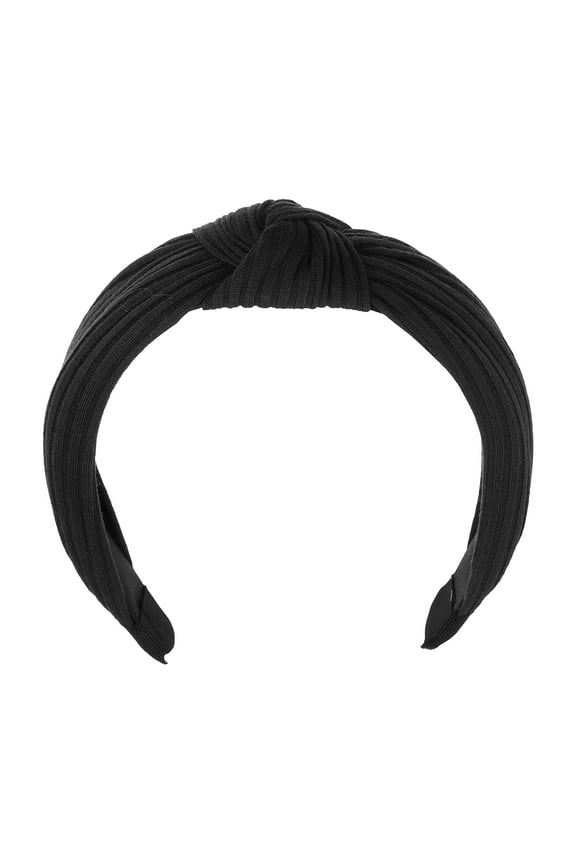 Textured Cotton Knot Headband Soft Hairband for Women 1.3 Inch Wide 1 Pcs Black