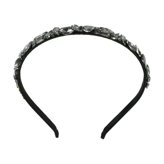 Unique Bargains 1Pc Bling Rhinestone Headband Unspecified Shapes Black Rhinestone Headband for Women 5.31"x0.39"