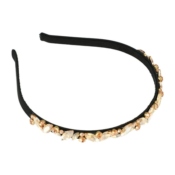 Unique Bargains 1Pc Bling Rhinestone Headband Unspecified Shapes Champagne Rhinestone Headband for Women 5.31"x0.39"