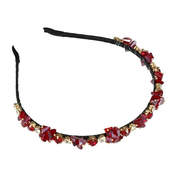 Unique Bargains 1Pc Bling Rhinestone Headband Unspecified Shapes Red Rhinestone Headband for Women 4.92"x0.59"