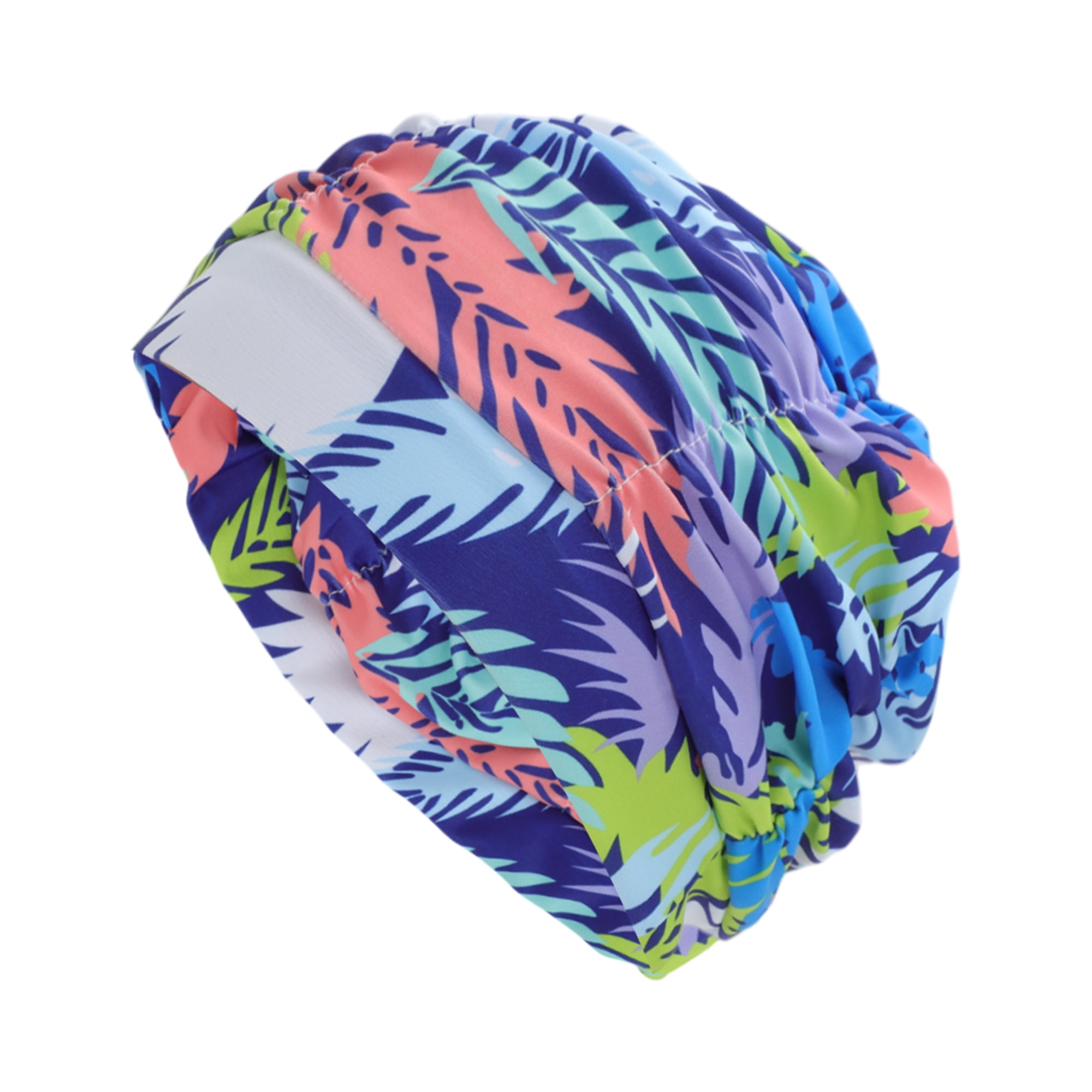 Unique Bargains 1Pc Breathable Pleated Style Swimming Cap Blue White