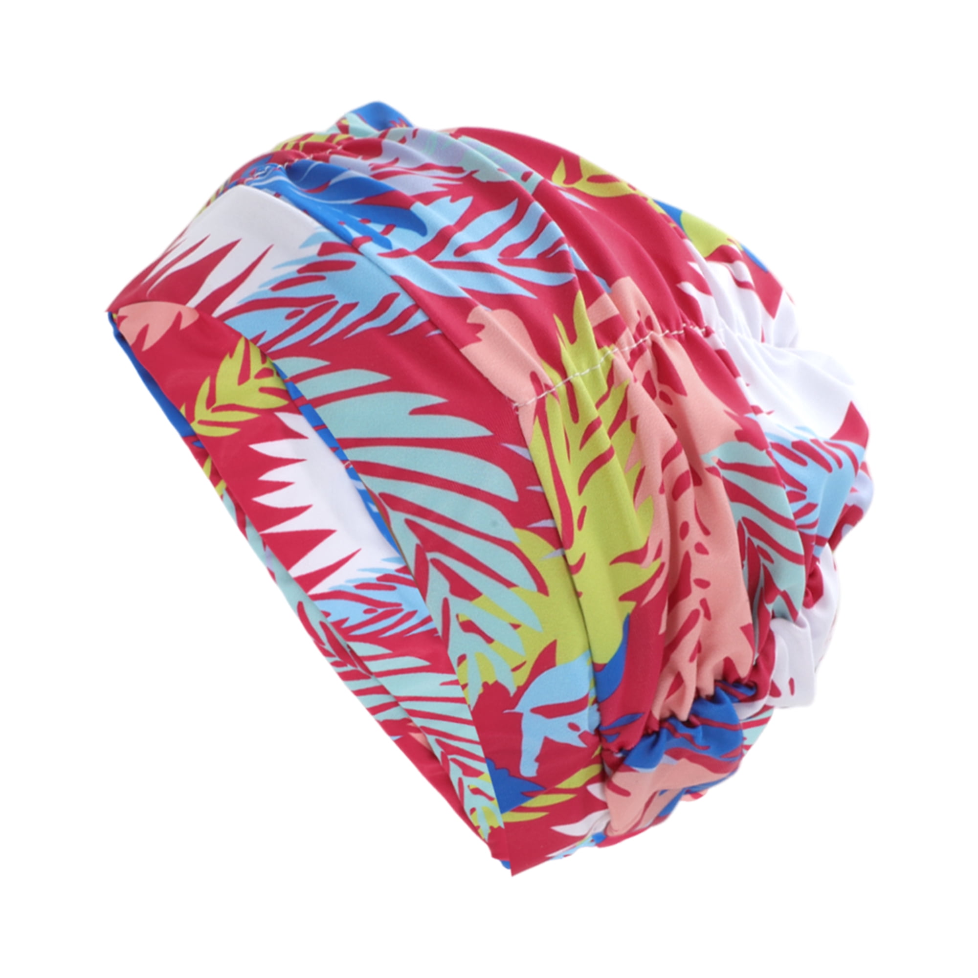Unique Bargains 1Pc Breathable Pleated Style Swimming Cap Red Blue