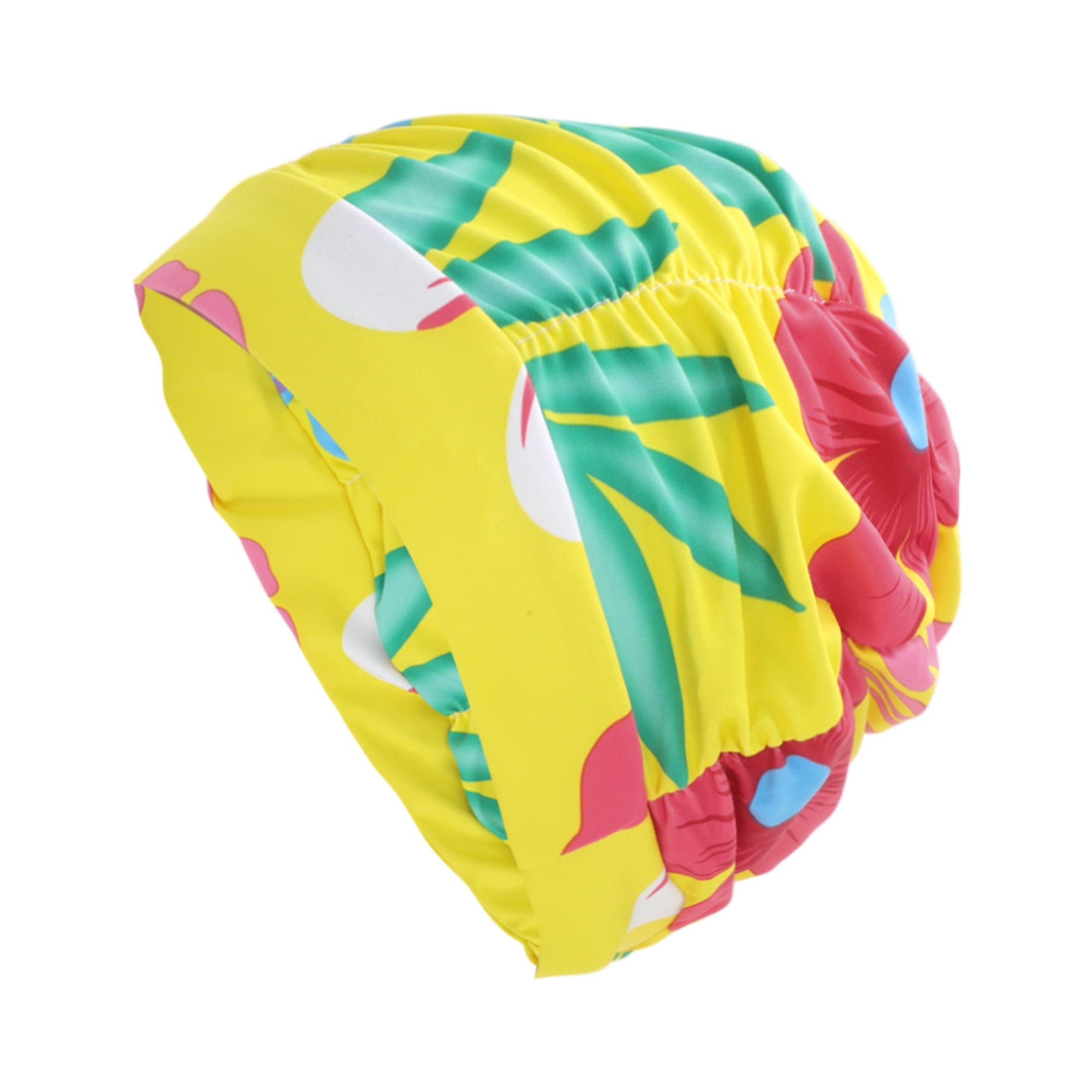 Unique Bargains 1Pc Breathable Pleated Style Swimming Cap Red Yellow Blue