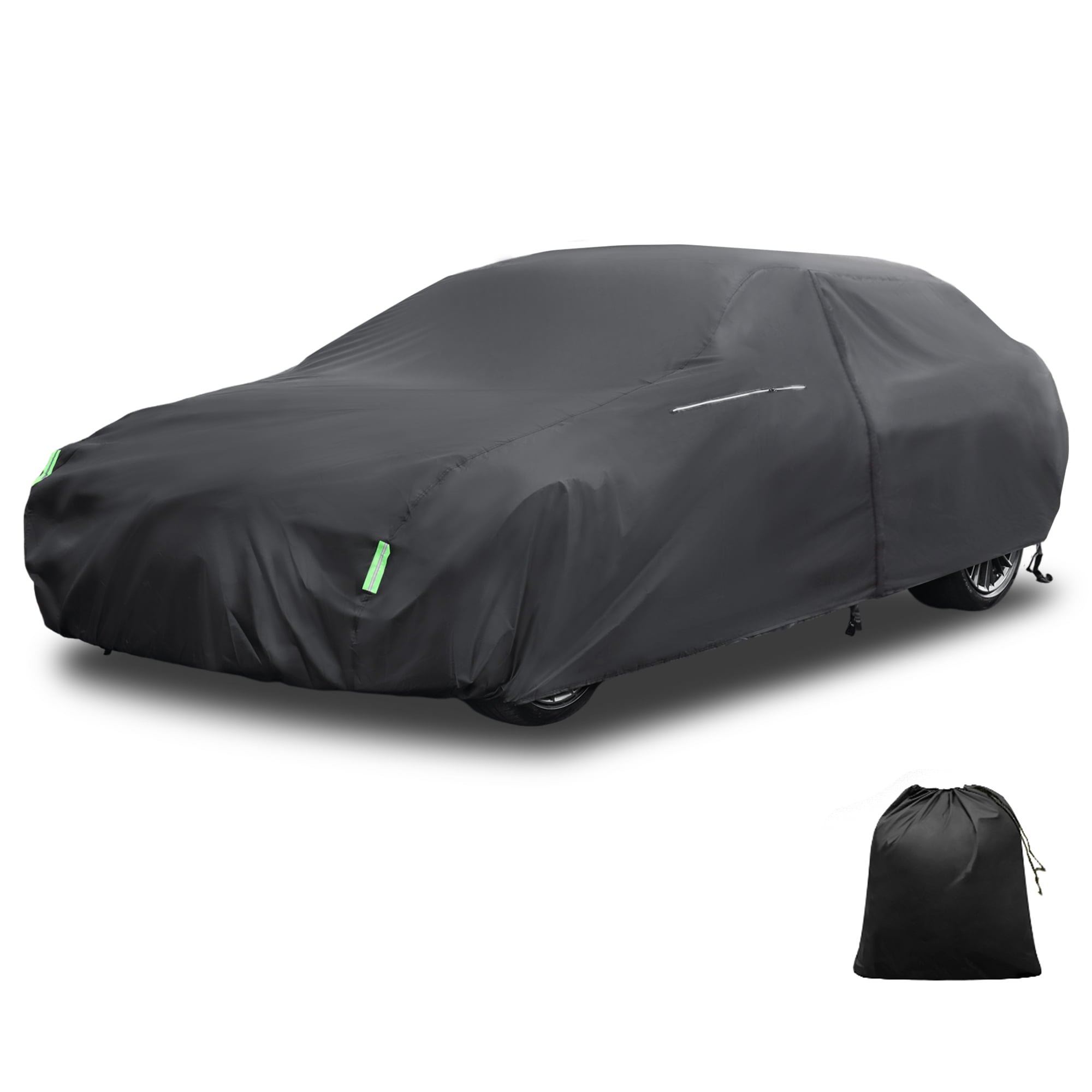 Unique Bargains 1Pc Car Cover 210D-PU Universal Black 185.04"×57.09"×47.24"