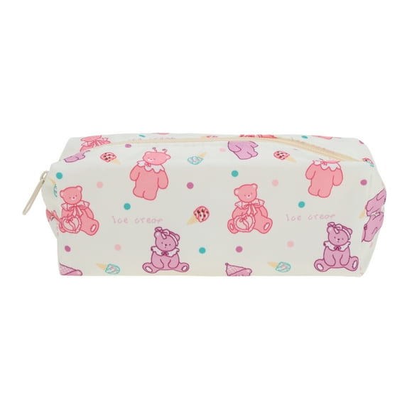 Unique Bargains 1Pc Cartoon Print Style Makeup Bag for Vacation Pink Polyester