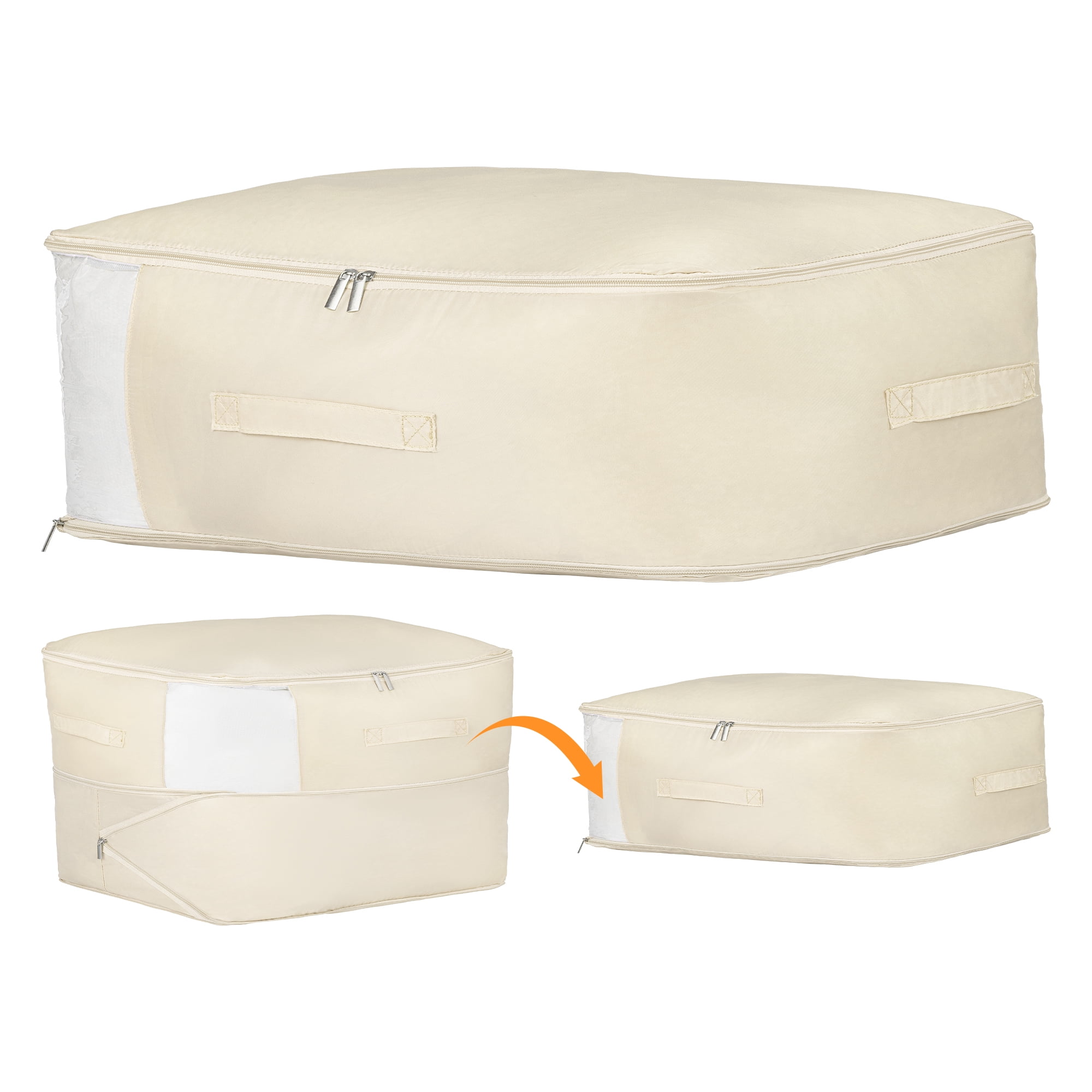 Unique Bargains 1Pc Clothes Expandable Storage Bag Beige 21.3*16.5*11.8in