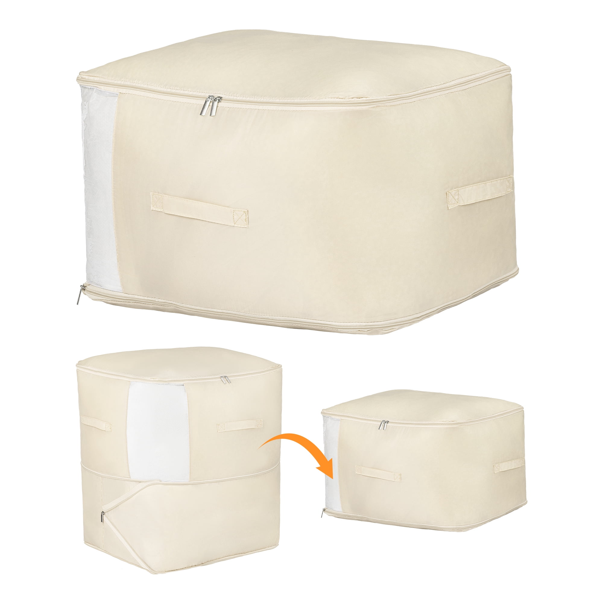 Unique Bargains 1Pc Clothes Expandable Storage Bag Beige 21.3*16.5*23.6in