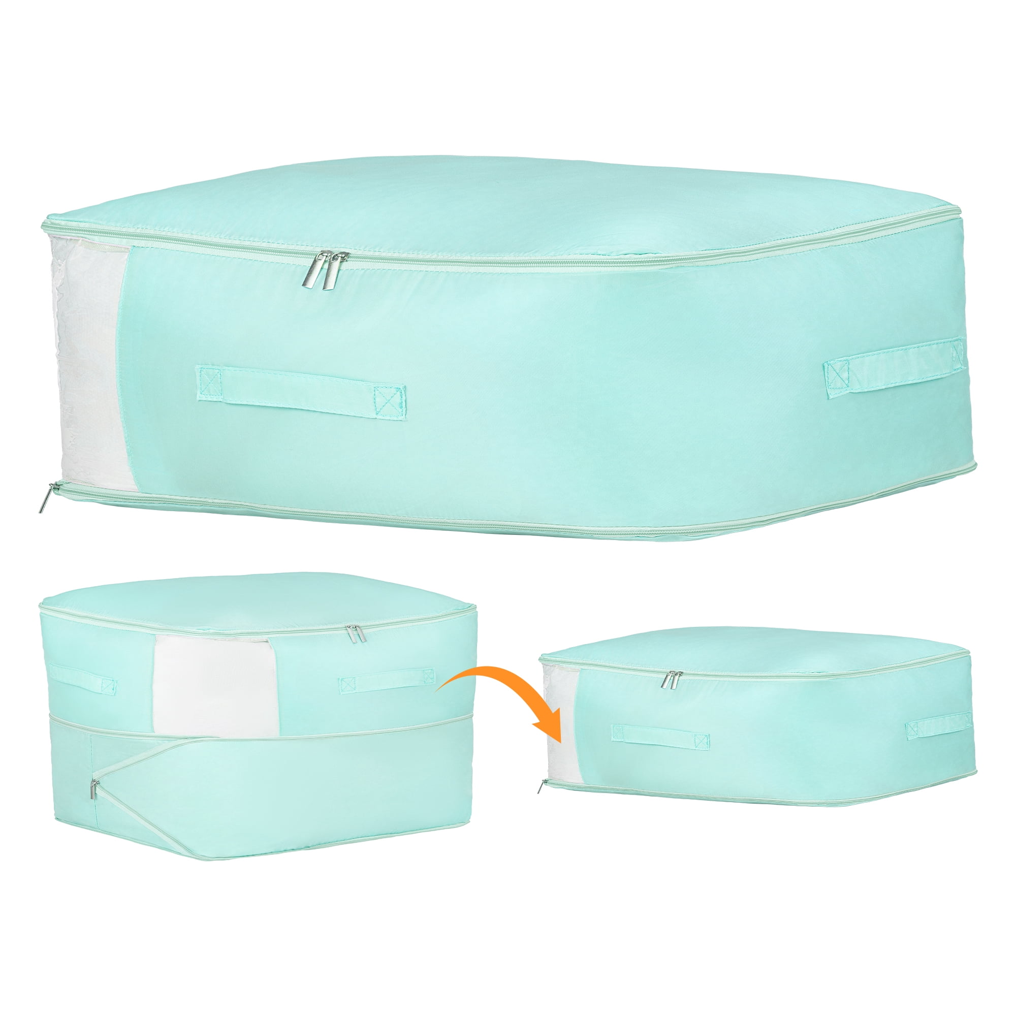 Unique Bargains 1Pc Clothes Expandable Storage Bag Light Green 21.3*16.5*11.8in