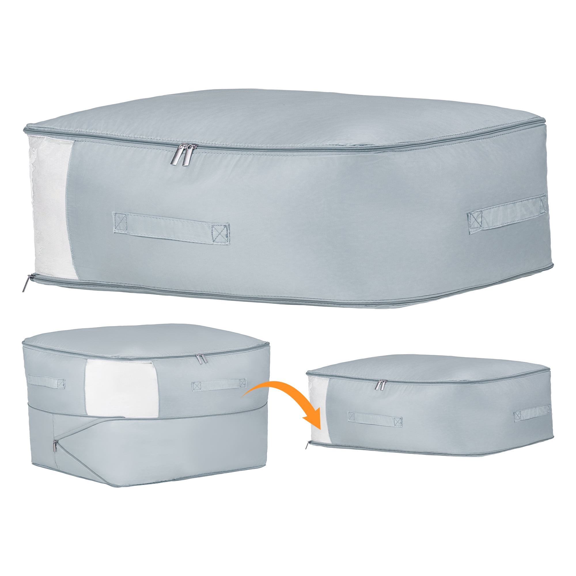 Unique Bargains 1Pc Clothes Expandable Storage Bag Light Grey 21.3*16.5*11.8in