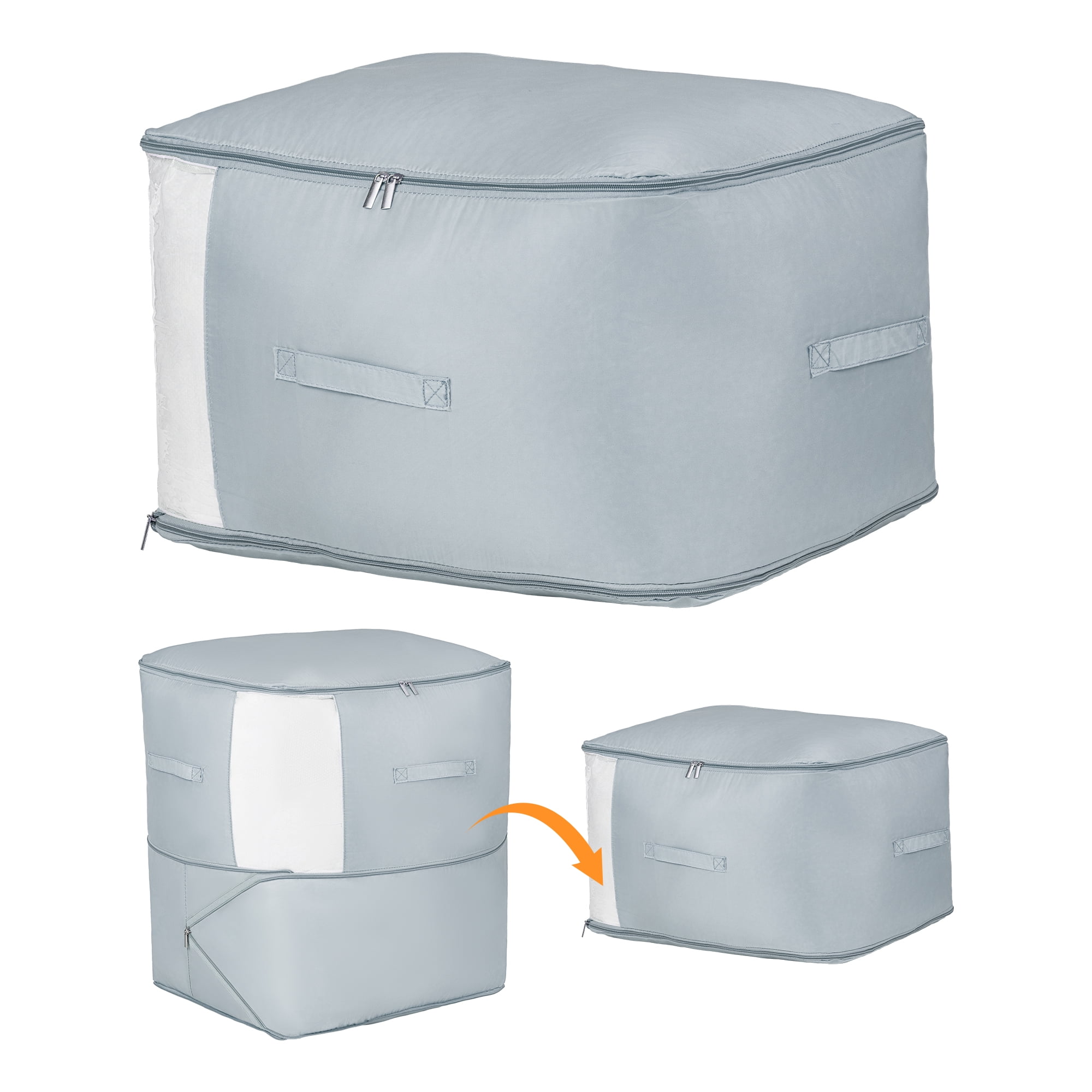 Unique Bargains 1Pc Clothes Expandable Storage Bag Light Grey 21.3*16.5*23.6in