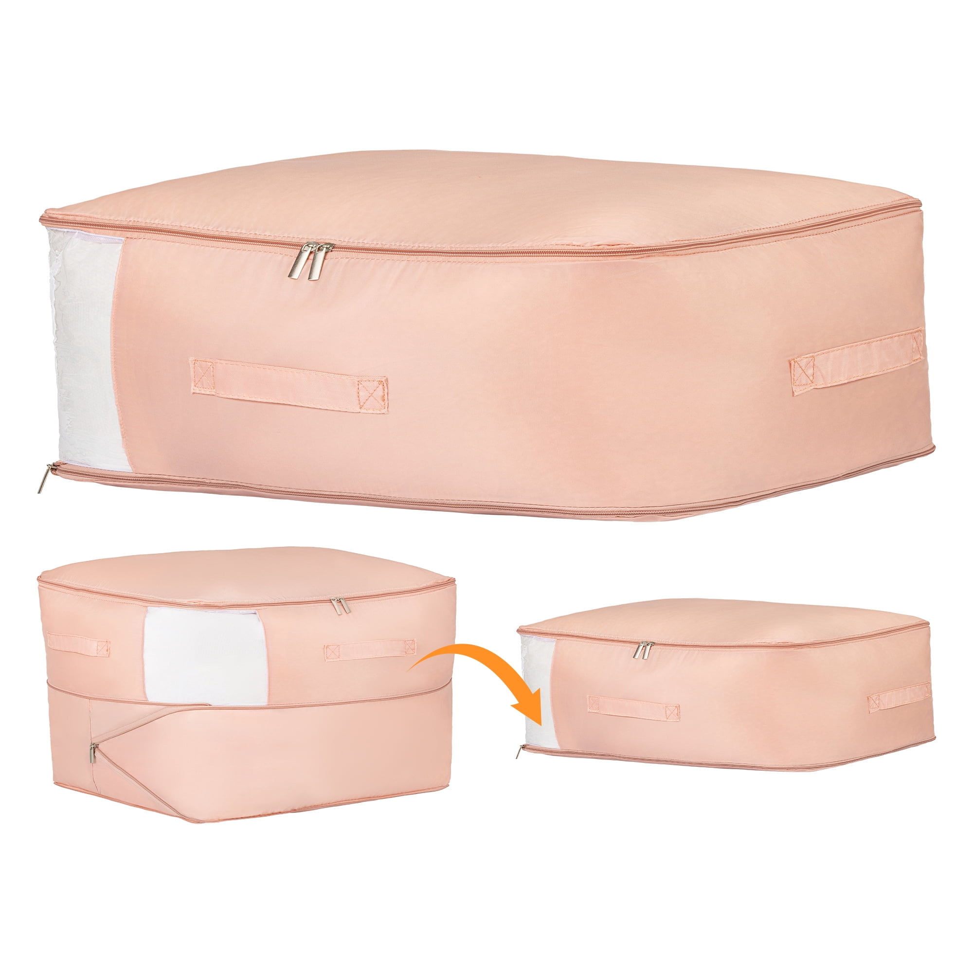 Unique Bargains 1Pc Clothes Expandable Storage Bag Pink 21.3*16.5*11.8in
