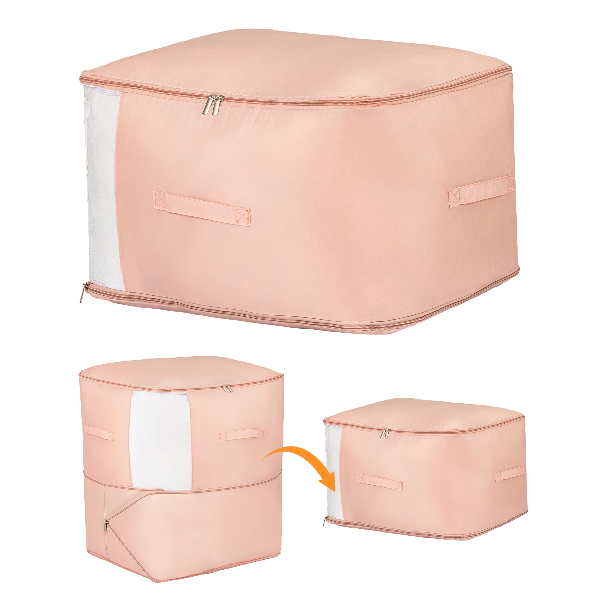 Unique Bargains 1Pc Clothes Expandable Storage Bag Pink 21.3*16.5*23.6in