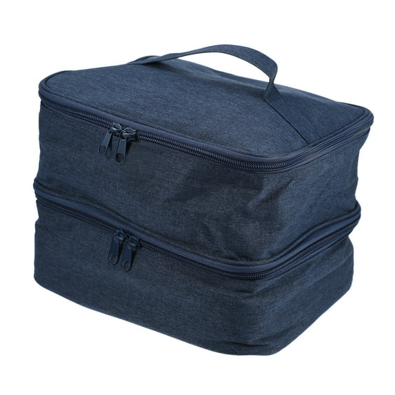 Unique Bargains Floral Makeup Bag Zipper Flower Cosmetic Pouch Dark Blue