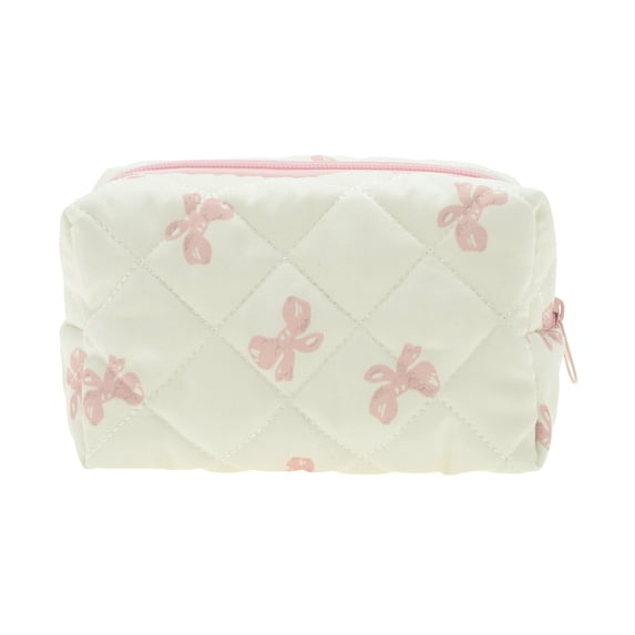Unique Bargains 1Pc Durable Butterfly Pattern Storage Makeup Bag for Travel Pink Beige