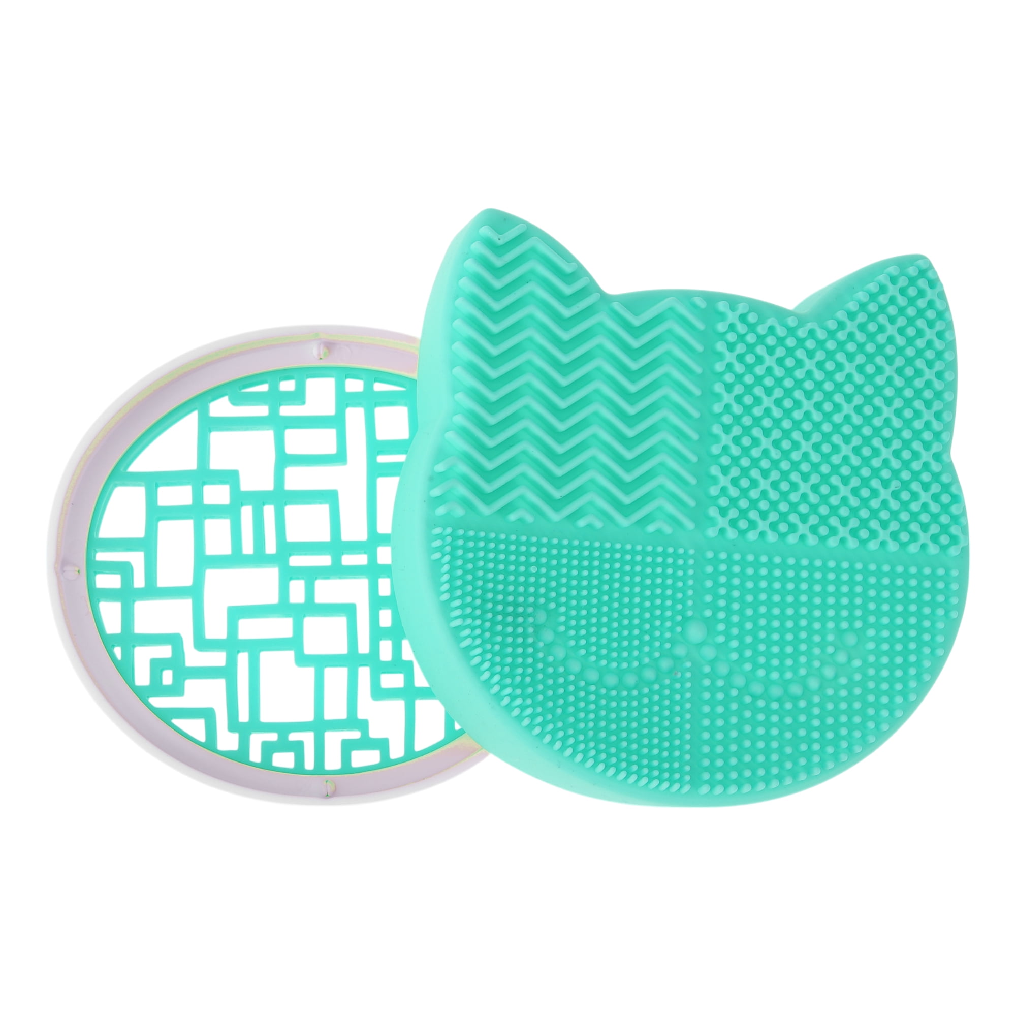 Unique Bargains 1Pc Durable Convenient Cat Shape Makeup Brush Storage Cleaner Light Green