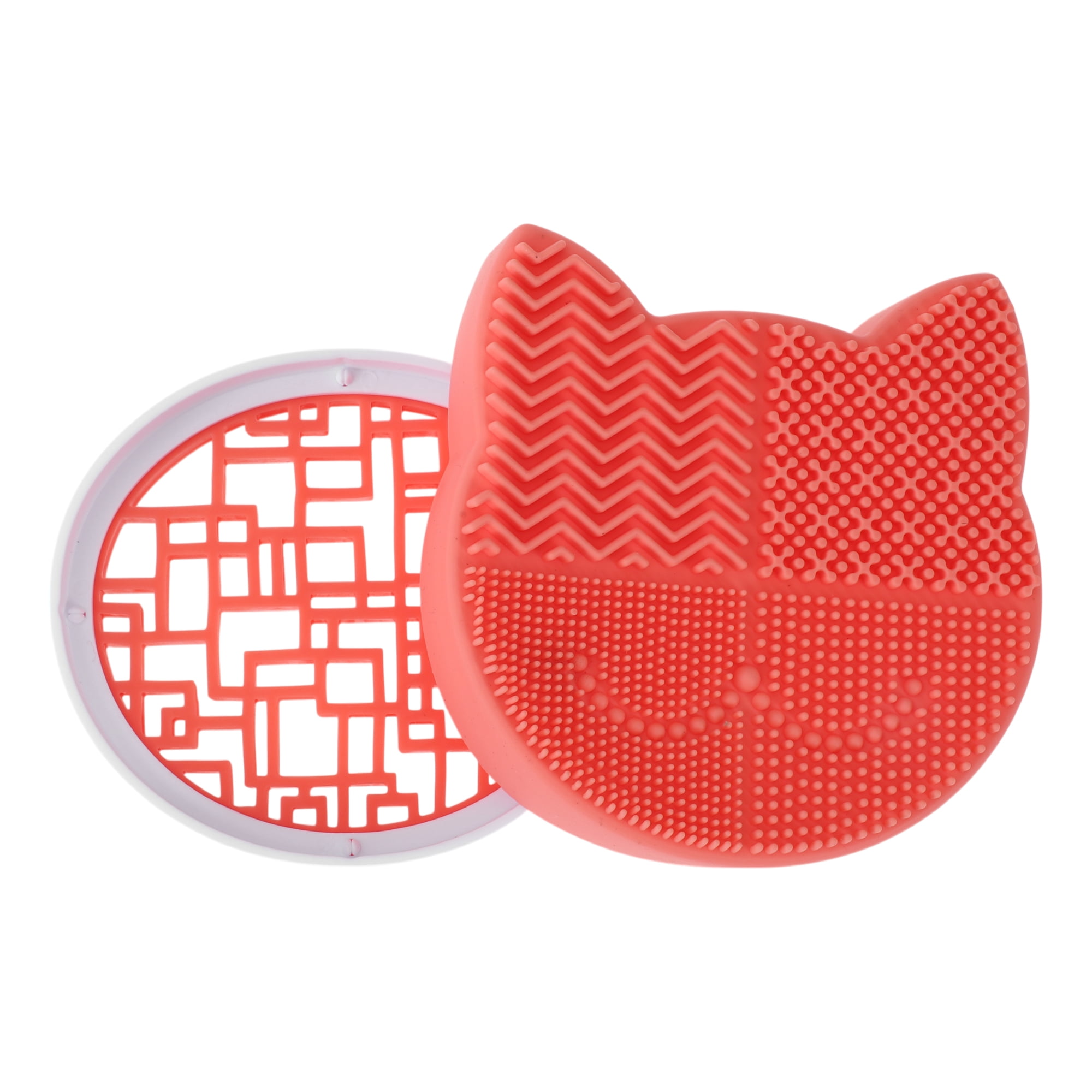 Unique Bargains 1Pc Durable Convenient Cute Cat Shape Makeup Brush Storage Cleaner Orange