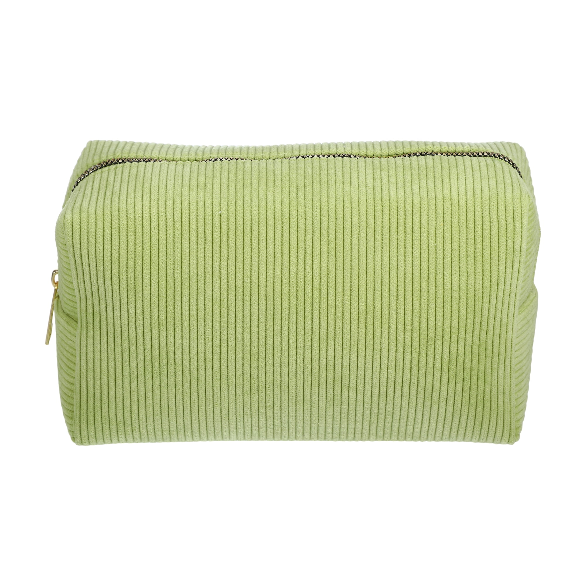 Unique Bargains 1Pc Durable Corduroy Storage Cosmetic Bag for Travel Activities Green