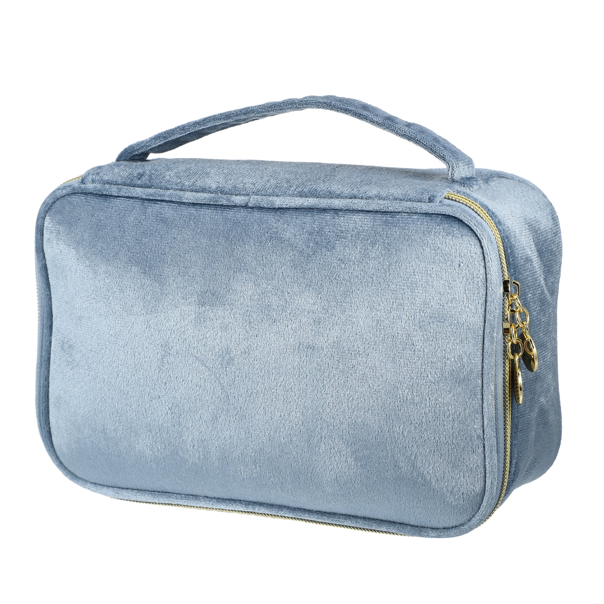Unique Bargains 1Pc Durable Multifunctional Velvet Storage Cosmetic Bag for Women Blue