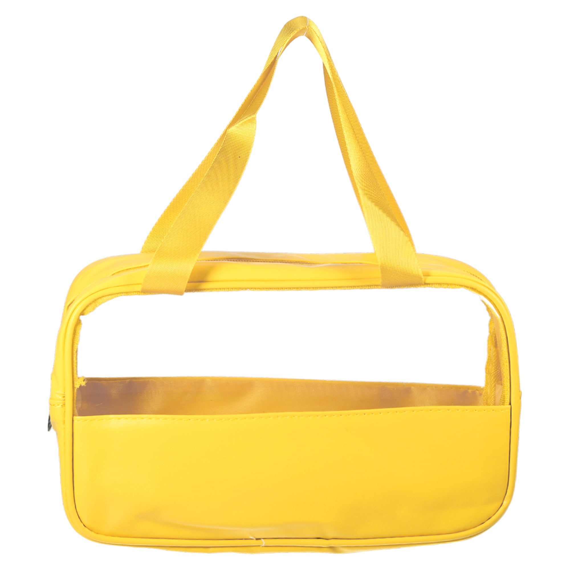 Unique Bargains 1Pc Durable Transparent Patchwork Medium Storage Makeup Bag Yellow-L